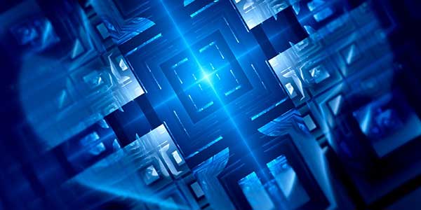 Digital illustration of quantum computer. Digital illustration of quantum computer.